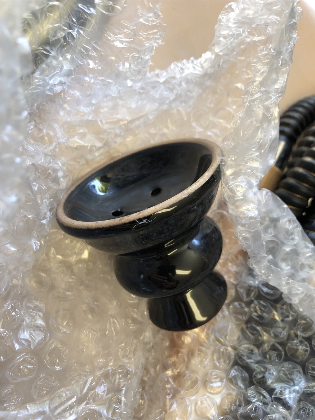OMNIS World Glass Hookah Brown/Black Hookah W/ All Parts Box Is Damaged
