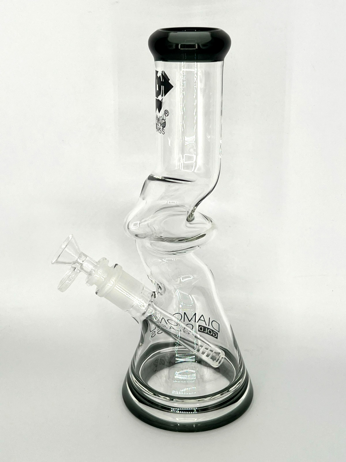 10&Prime; DIAMOND GLASS ZONG ZIG ZAG BEAKER BONG PIPE BOROSILICATE THICK GLASS-2 GIFTS