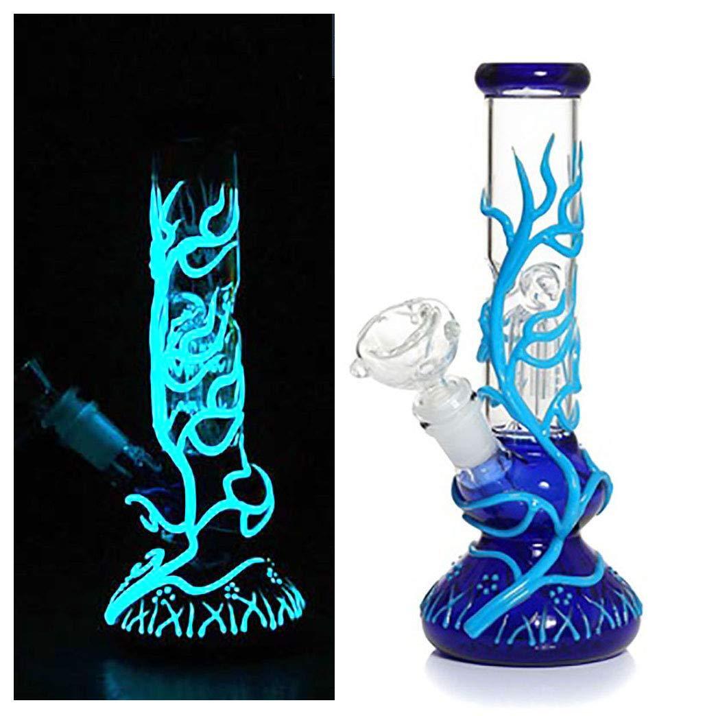 10&Prime; Blue Glass Bong Tree Arms Filter Glow in the Dark Smoking Water Pipe Bubbler