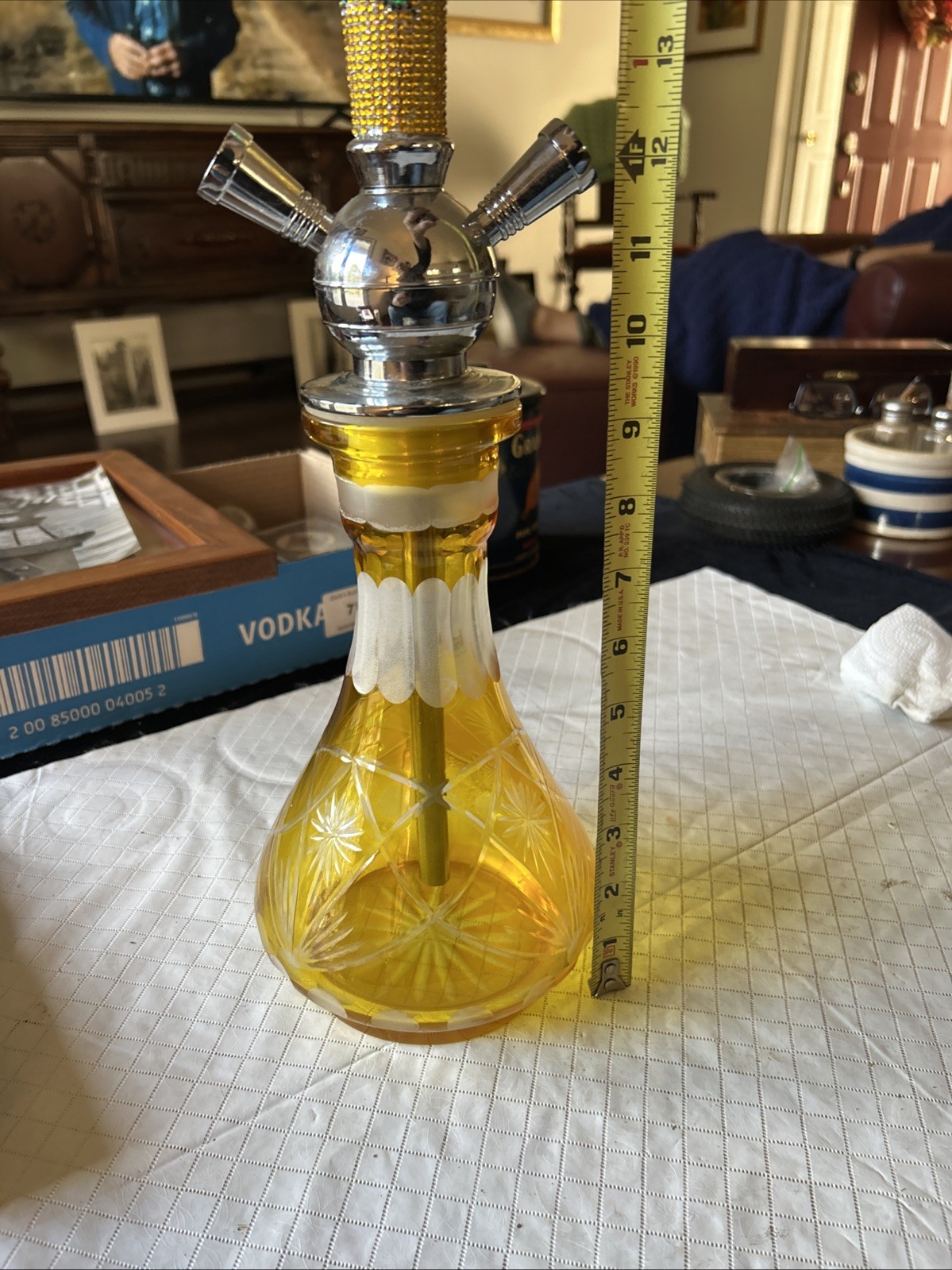 Hookah Gold Cut Glass Stainless Steel and Grateful Dead? Skull And Roses Parts
