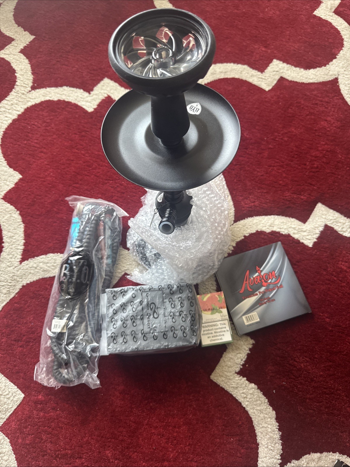 Brand New Complete Hookah Set – Never Used – Modern Matte Black Setup