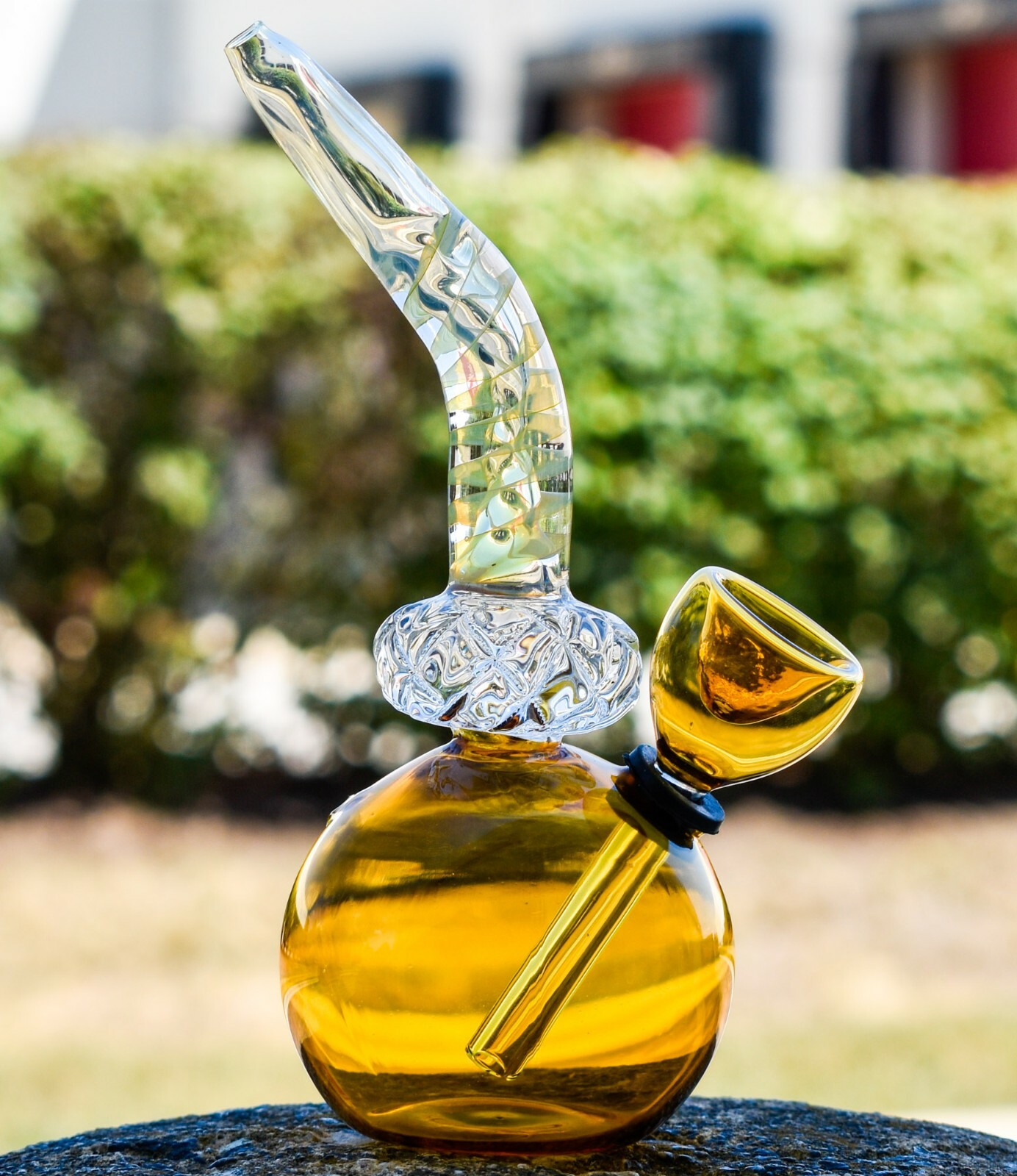 5&Prime; Spiral Tilted Mini Bong Crystal Fumed 24KT Glass Water Pipe Bong Bubbler*USA*