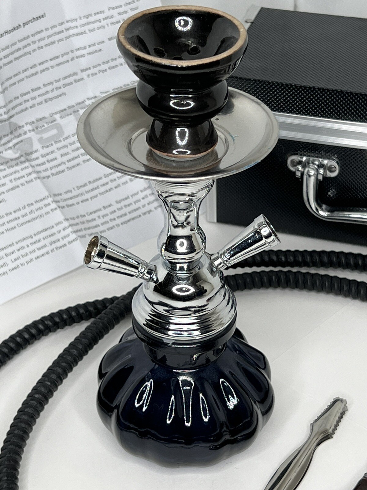 Hookah 10&Prime; Premium 2 Hose Complete with case – Mini Pumpkin Hookah Glass GSTAR