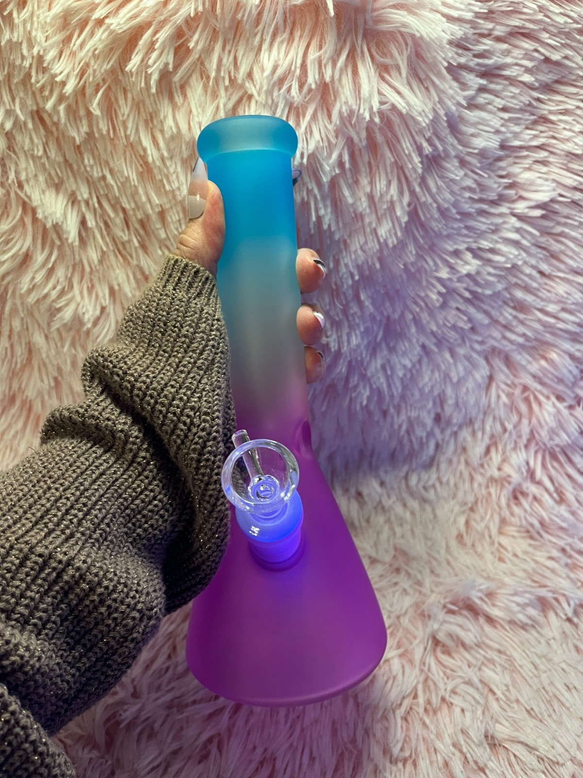 Hombre Frosted Colorful Bong With Ice Catcher Tobacco Smoking Water Pipe Hookah
