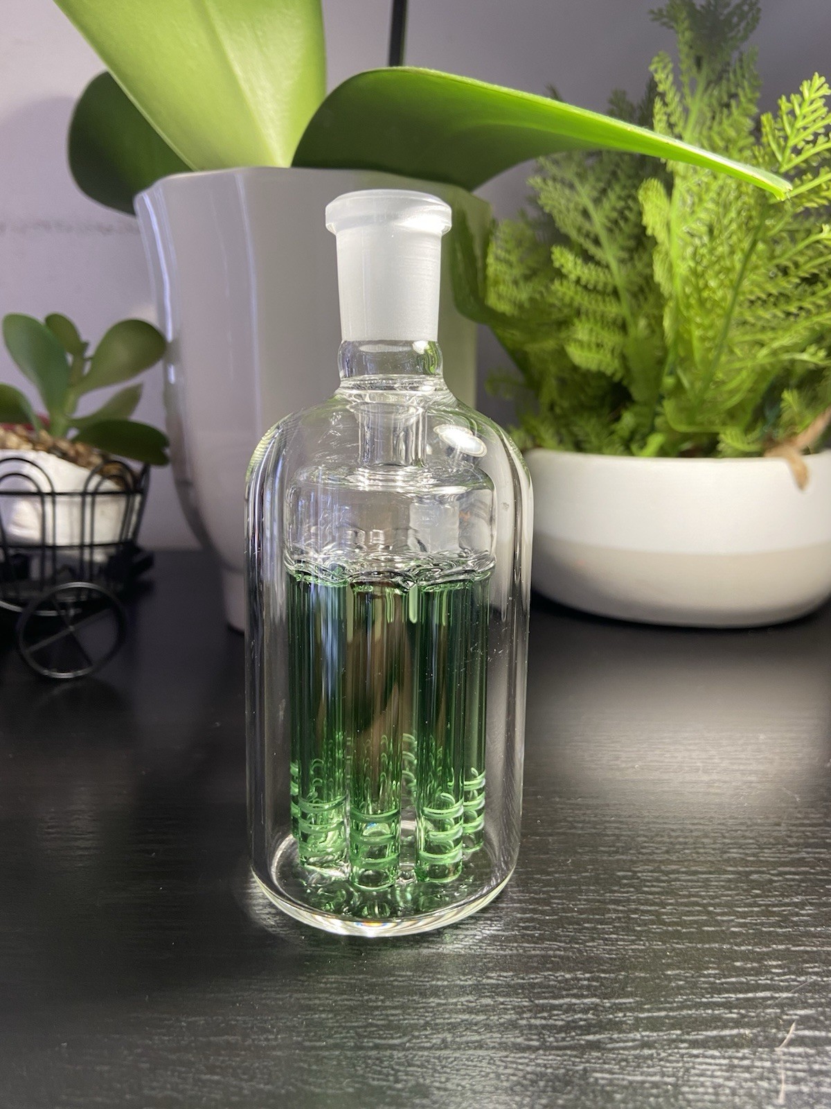 14MM GREEN HOOKAH WATER PIPE ASH CATCHER 8ARM TREE PERC 90 DEGREE