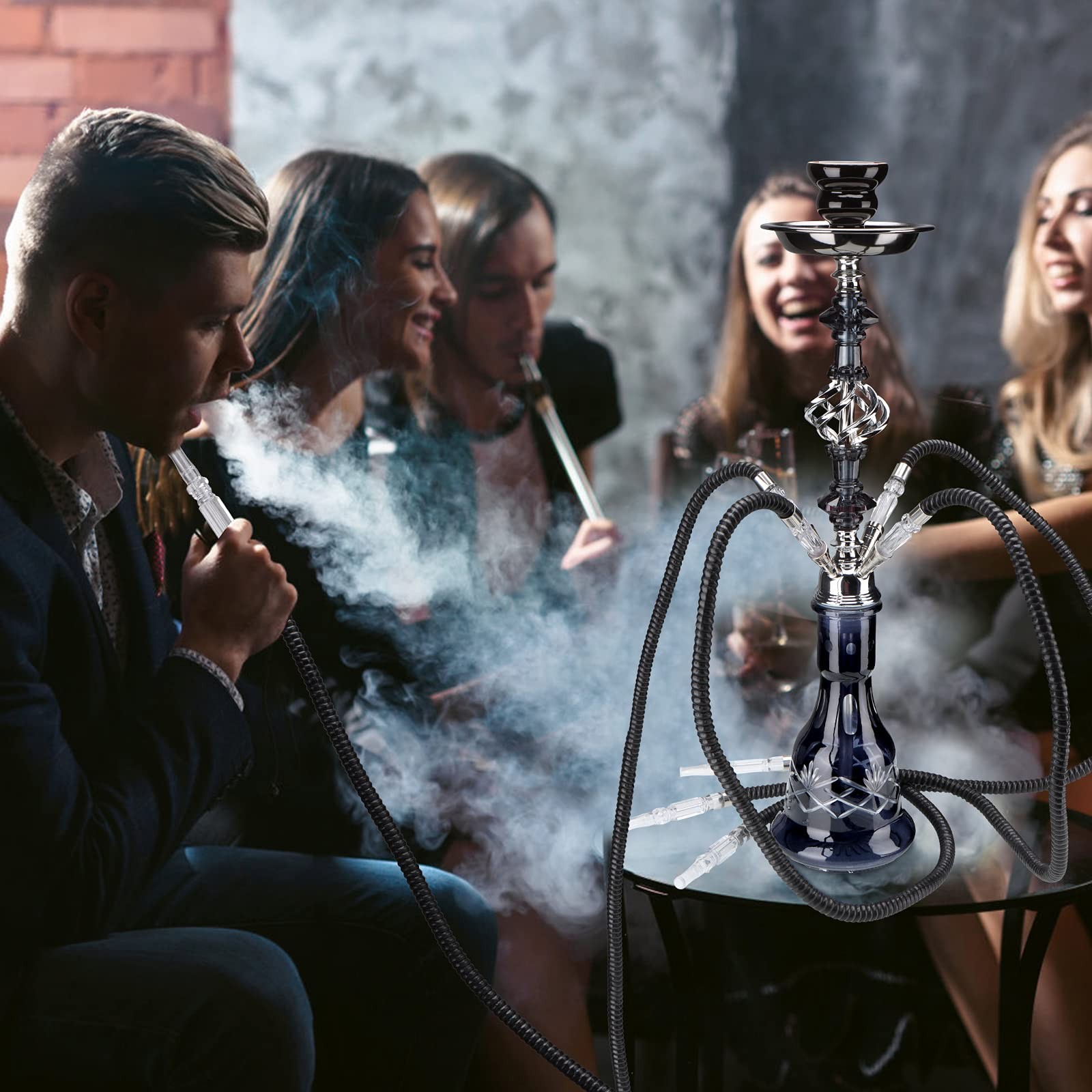 Hookah Set With Everything 4 Hose – GRENAOH 22 Hookah Shisha set with Glass Vase