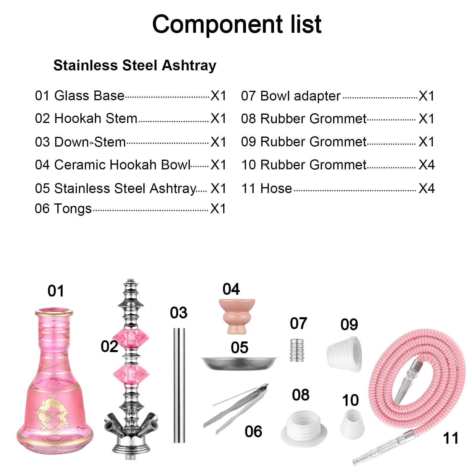 Hookah Set 4 Hose 21 » Shisha with 1 Count (Pack of 1), Pink