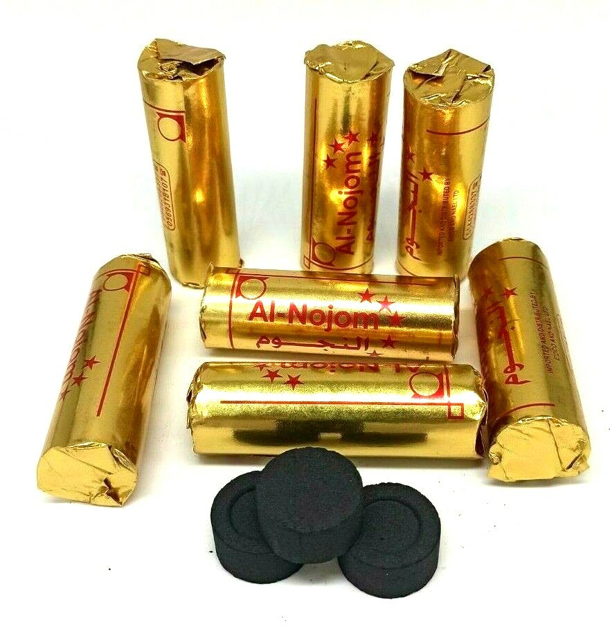 Round Charcoal Tablets For Incense And Hookah Shisha Quick Ignition 4 Rolls