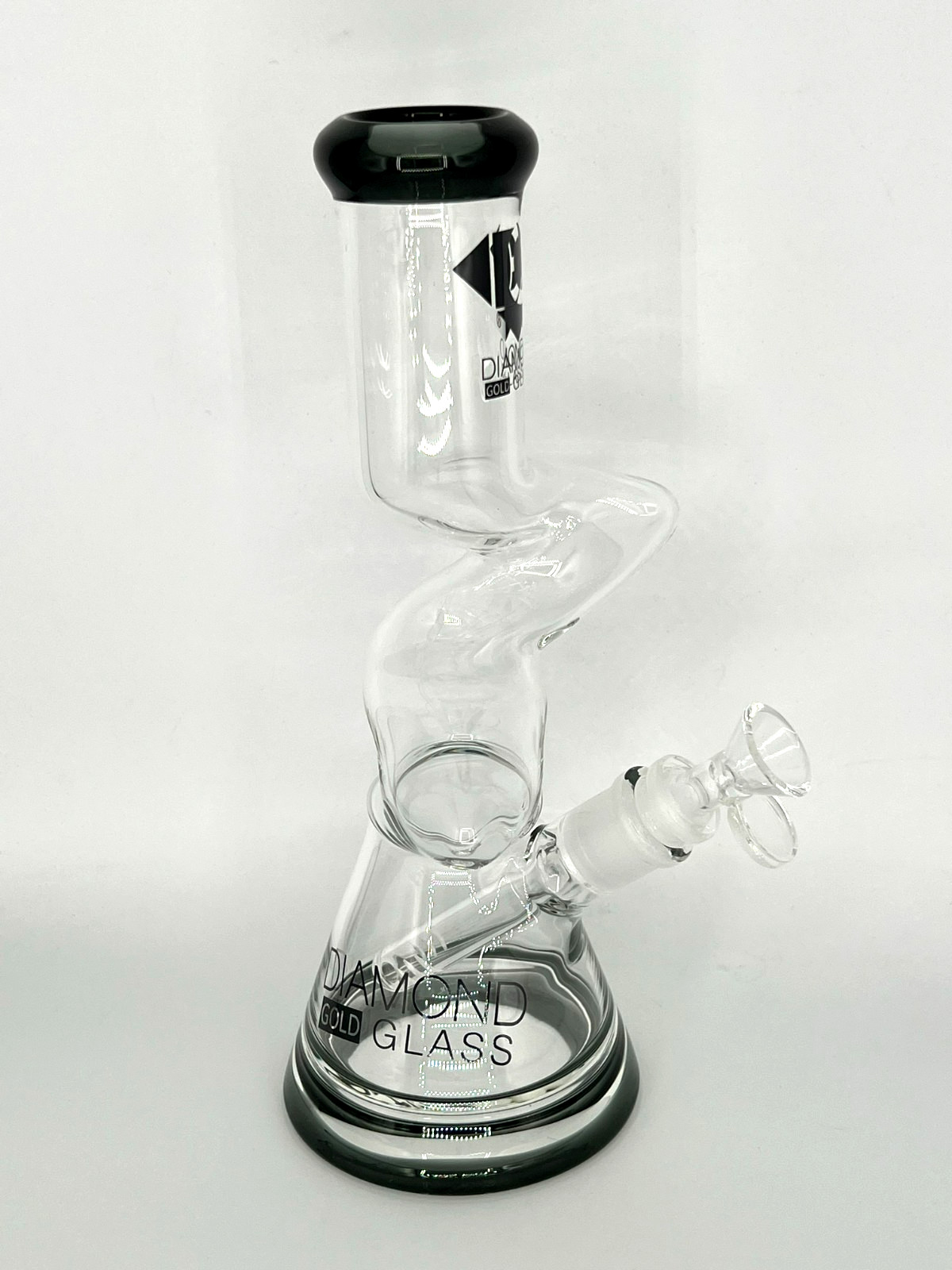 10&Prime; DIAMOND GLASS ZONG ZIG ZAG BEAKER BONG PIPE BOROSILICATE THICK GLASS-2 GIFTS