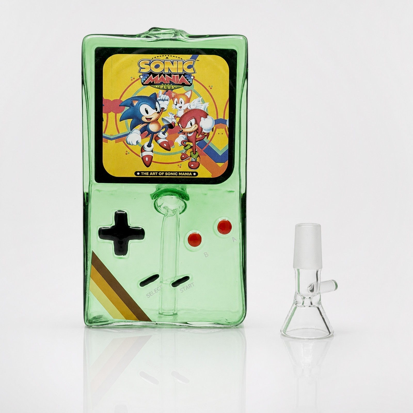 6&Prime; Green Retro Handheld Game Console Glass Bong Water Pipe Smoking Tobacco Bowl