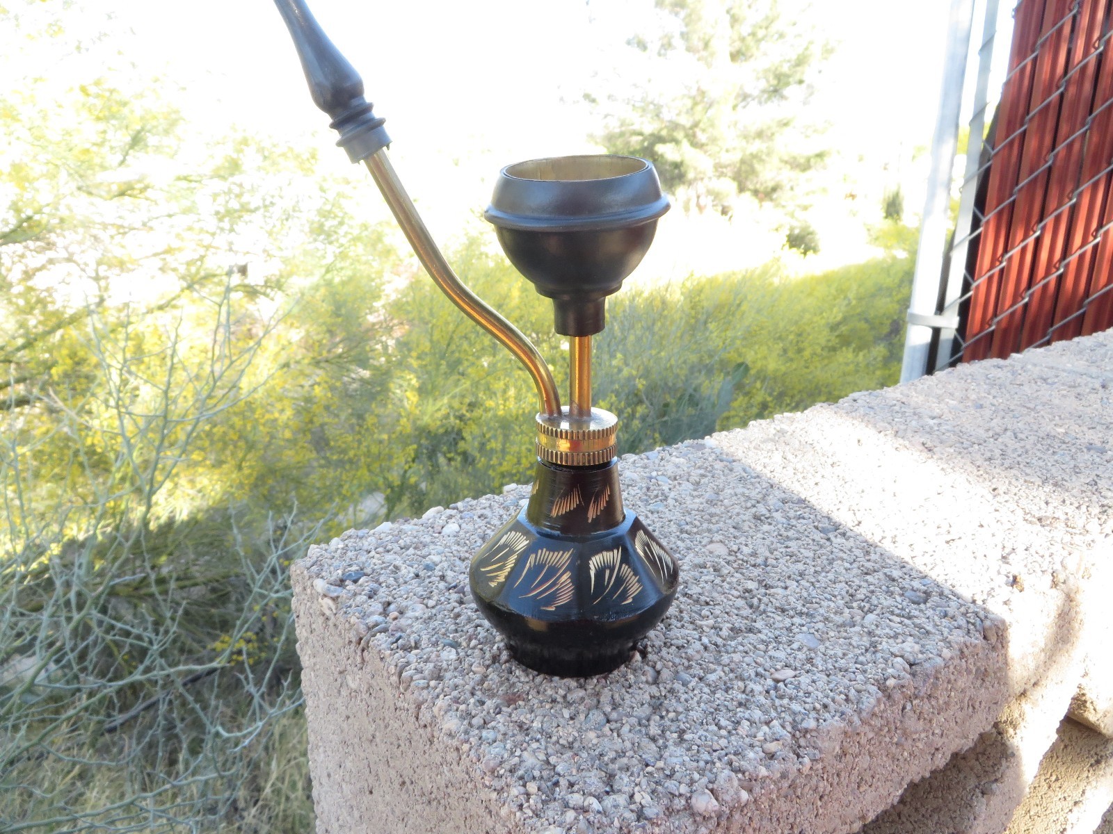 Vintage Brass India-made miniature hookah pipes-black–Vintage Allan Troy