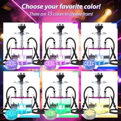 2 Hose Acrylic Cube Shisha Hookah Set with LED Light – Large Purple