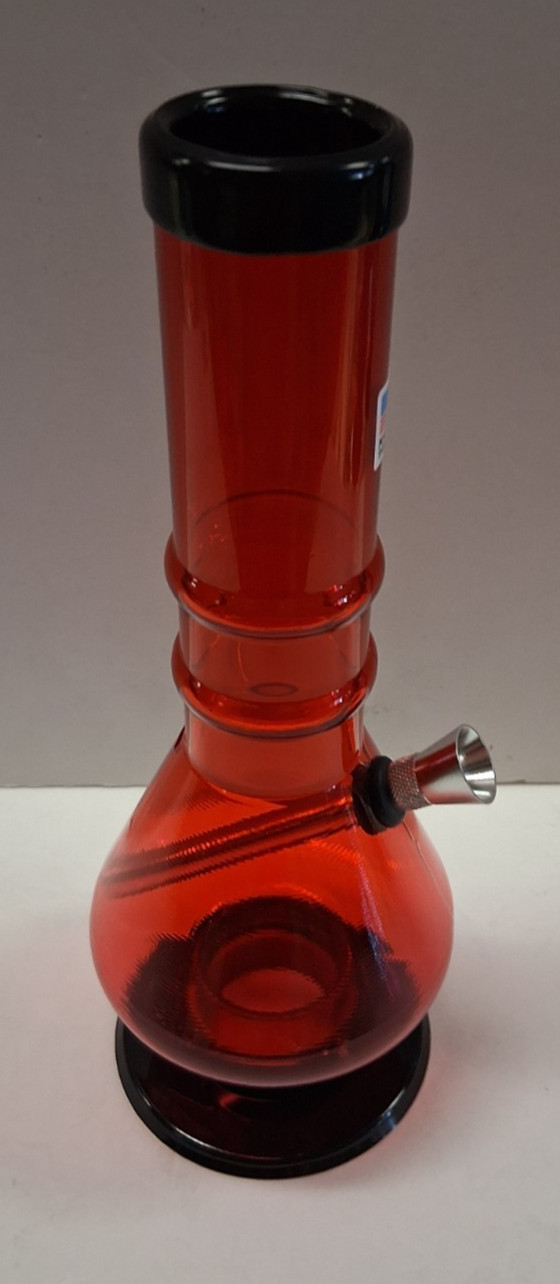 9&Prime; ACRYLIC PLASTIC TEARDROP BUBBLE HOOKAH WATER PIPE BONG THUMB CARB 1.5&Prime;M RED
