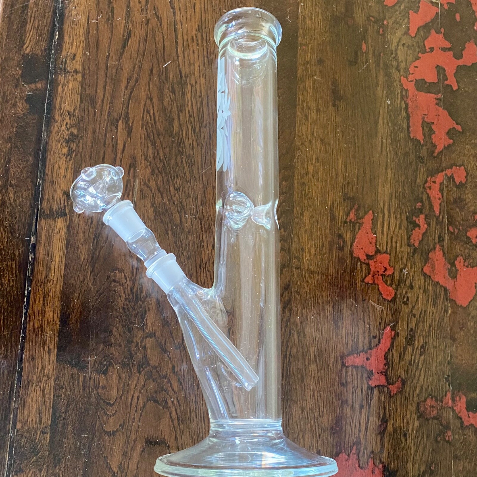 14&Prime; x 1.5&Prime; Glass Water Pipe with Ice Catcher & 18mm Glass on Glass Stem & Bowl