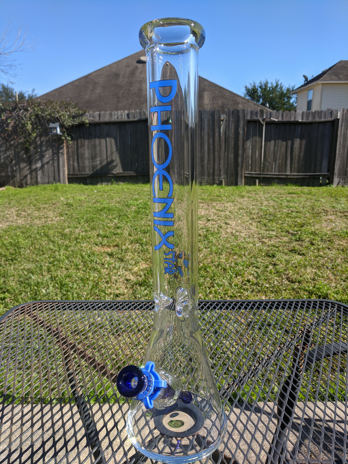 Phoenix Star – 18&Prime; Inch (XL) Glass Beaker Water Pipe Bong – 14mm – Blue