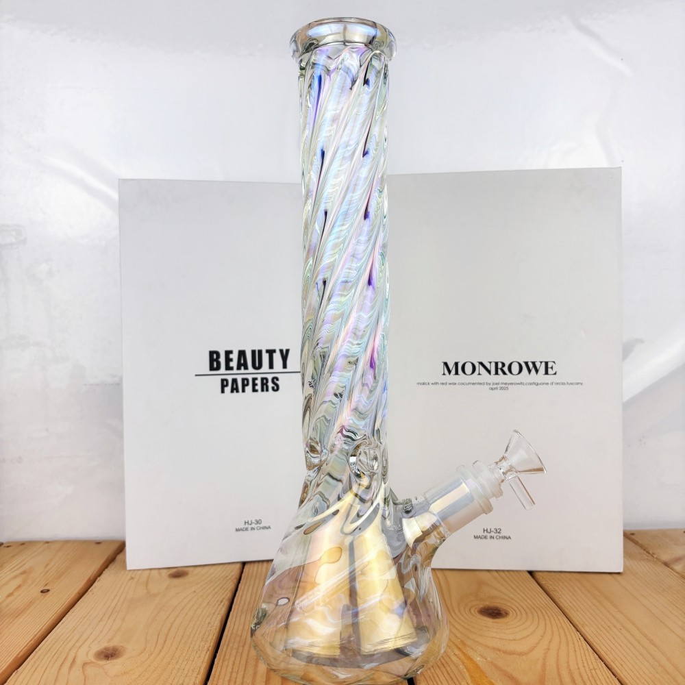 12 » Iridescent Twisted Glass Beaker Bong Heavy Water Pipe Hookah Bubbler USA