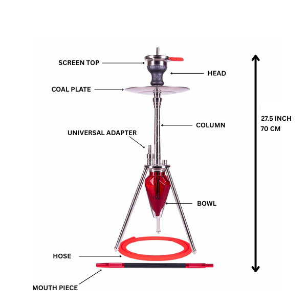 Amy Deluxe German hookah shisha set, unio 001.01 (red)