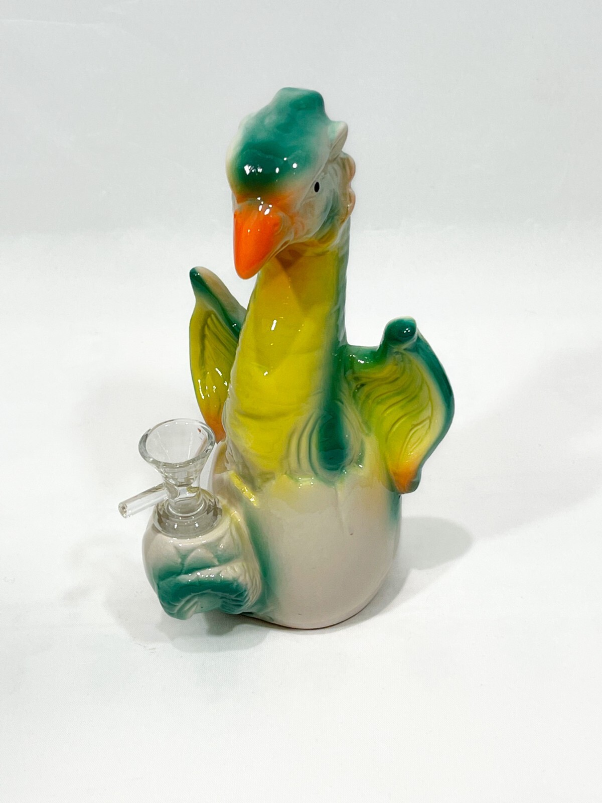 7.5&Prime; Ceramic Water Pipe – “DRAGON” Bubbler. With a glass-on-glass stem