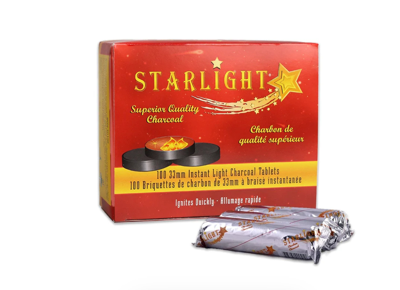 2 Pack STARLIGHT Charcoal 33mm Hookah Incense Round Premium Coals 200ct charcoal