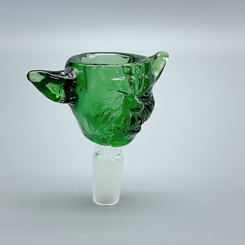 Premium Thick 14mm male Glass Yoda Bong Bowl Slide Holder Large Capacity Green