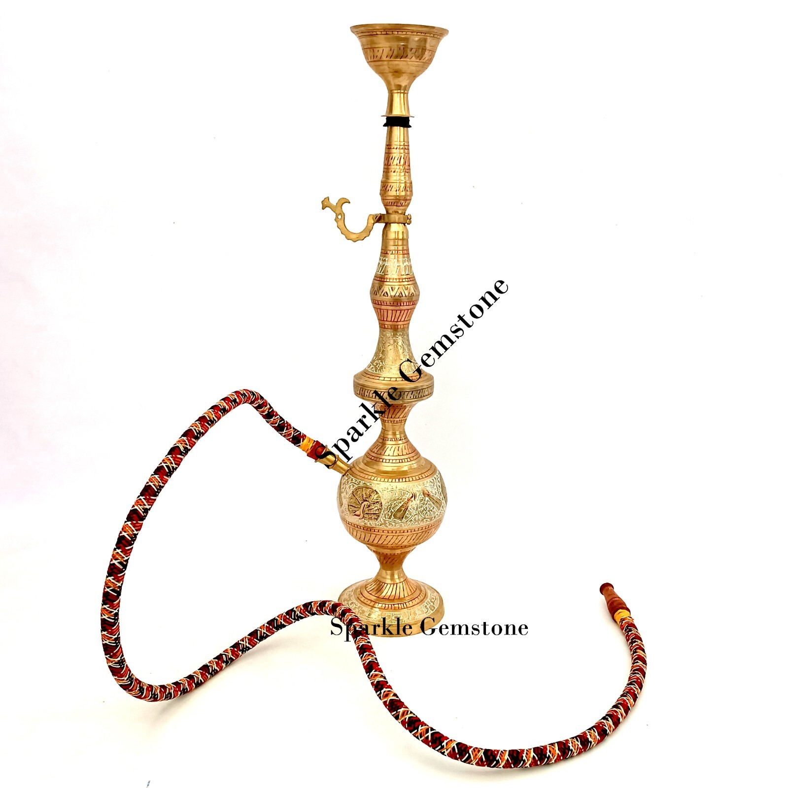 Vintage Pure Brass Shisha Antique Hand Carved Smocking Hookah, Home Decoration