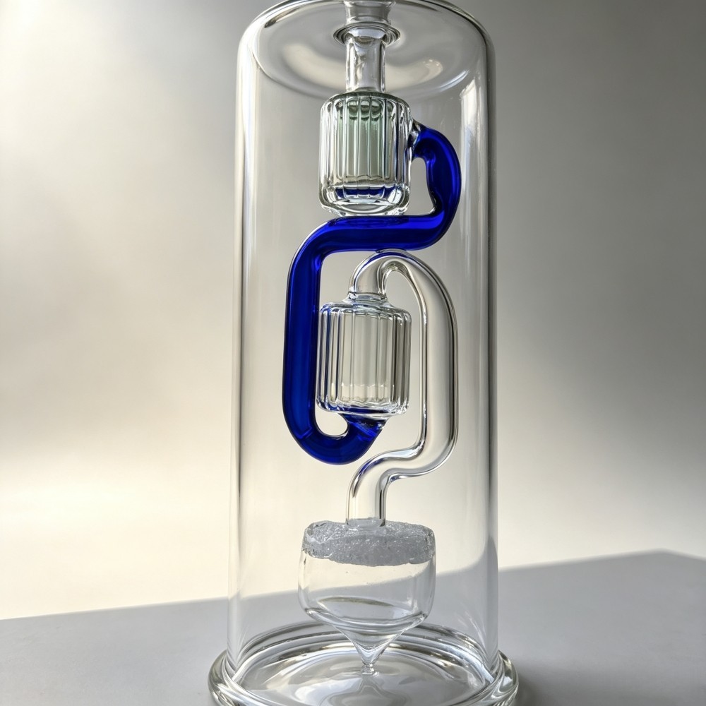 6.5 » Frosted Showerhead Diffuser Glass Water Pipe Recycler Bubbler Mini Bong