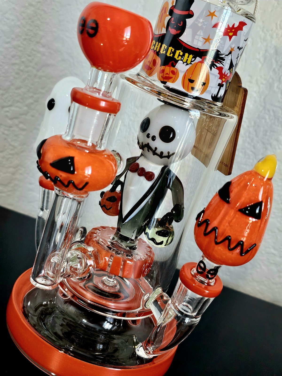 CHEECH GLASS Limited Ed. SPOOKY VIBES Ghostly Hit 3 pipes WATER PIPE/BONG/HOOKAH