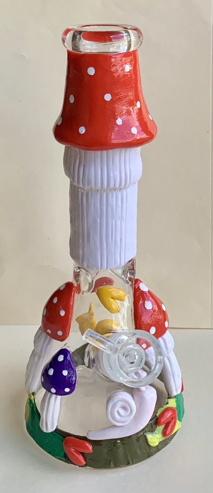 10 inch 3D Hand Made Mushroom Glass Beaker Tobacco Hookah Smoking Water Pipe