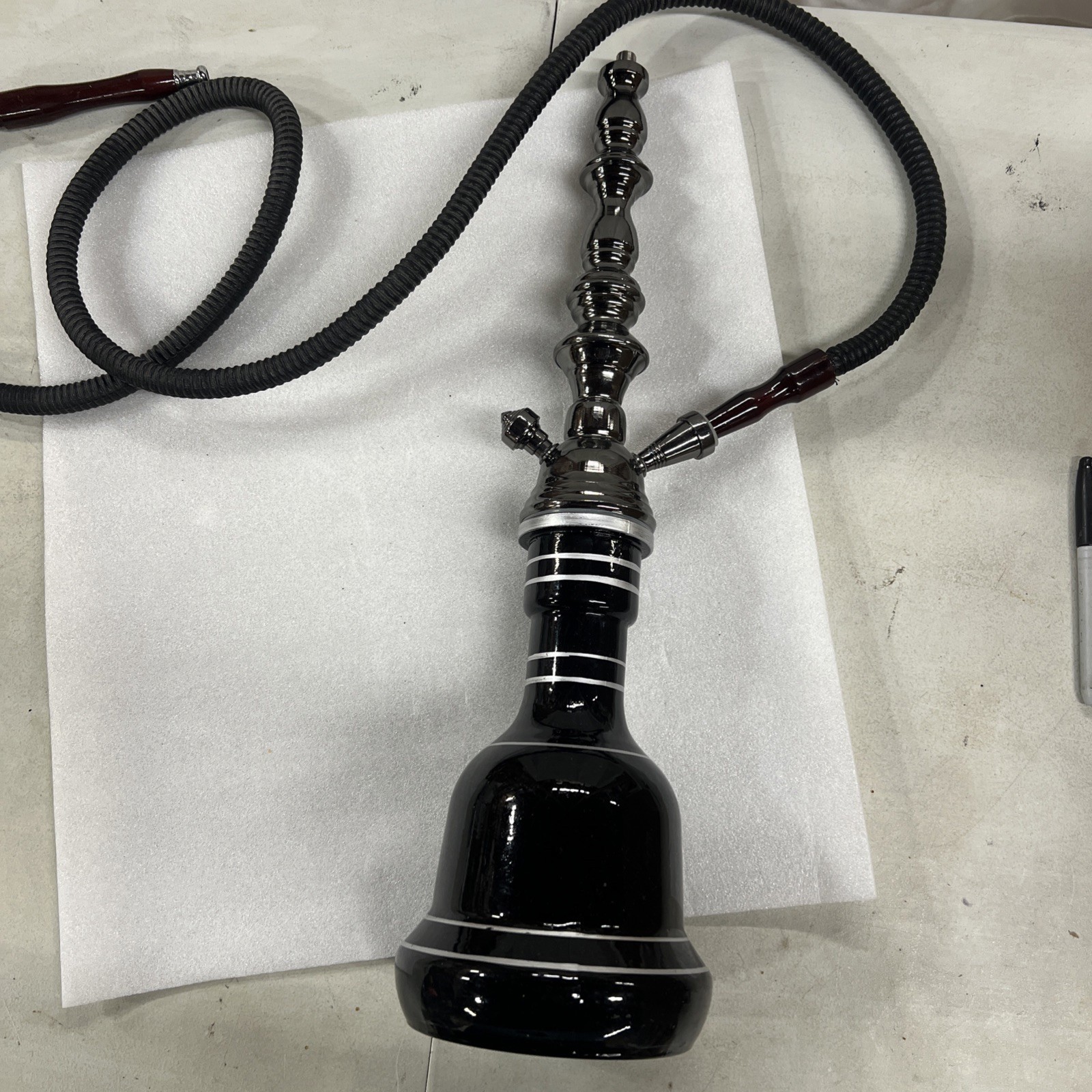 Black Hookah Shisha Water Pipe with Hose – No Bowl – For Part