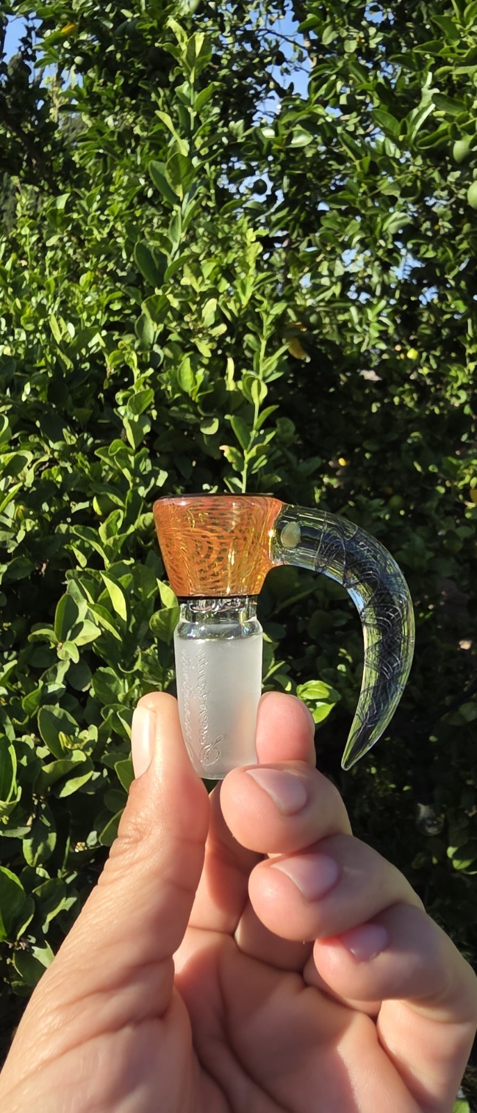 Sovereignty Glass Steve Slide With Orange Bowtie And Matching Opal