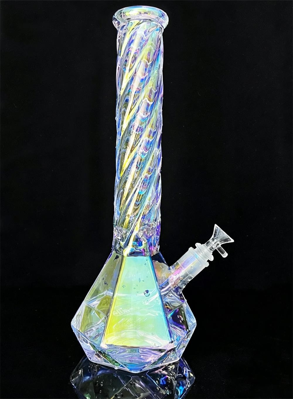 15 inch Iridescent Glass Bong Percolator Water Pipe Thick Smoking Hookah Beaker
