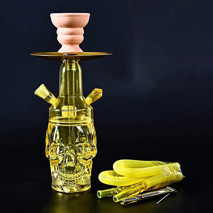 Skull Hookah Set Acrylic Shisha Nargile LED Light Water Party Bar “BLUE COLOR”