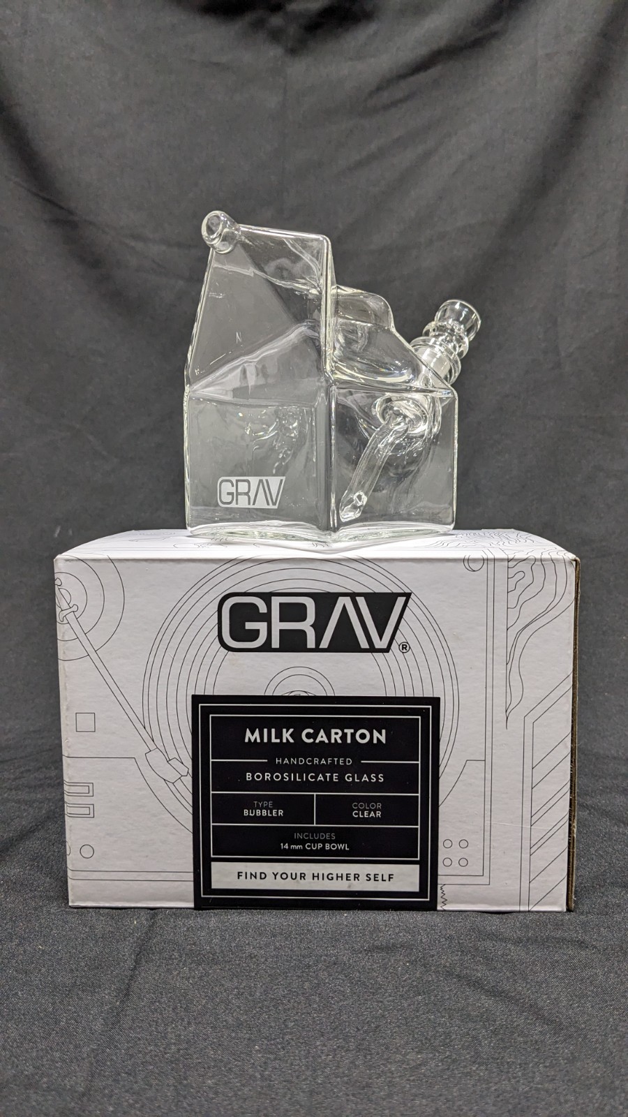 Grav® Labs Sip Series Milk Carton Bubbler Premium Glass Water Pipe Bong, Clear