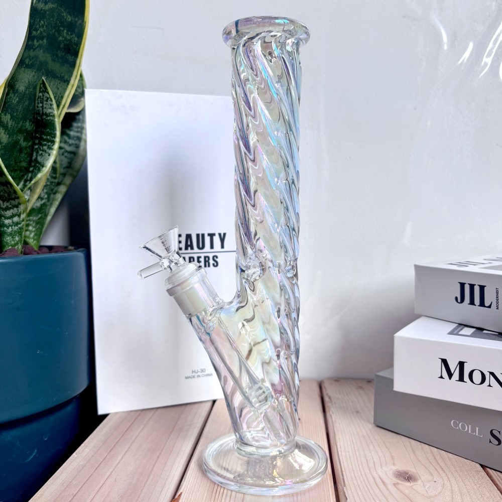 Helix 11&Prime; Electroplated Glass Water Pipe Bong Straight Hookah w/Diffuser + Bowl