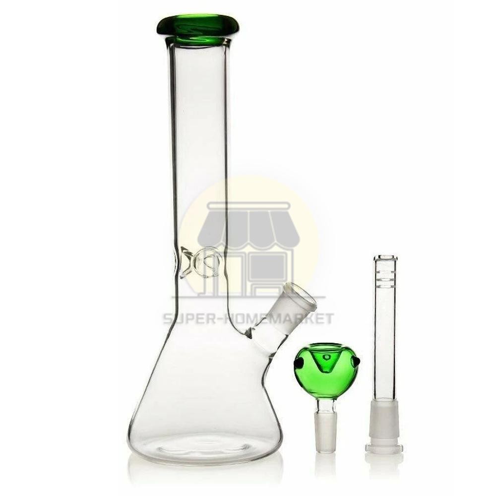 10 inch Heavy Glass Bong Water Pipe Smoking Bong Beaker + 14mm Bowl hookah Green