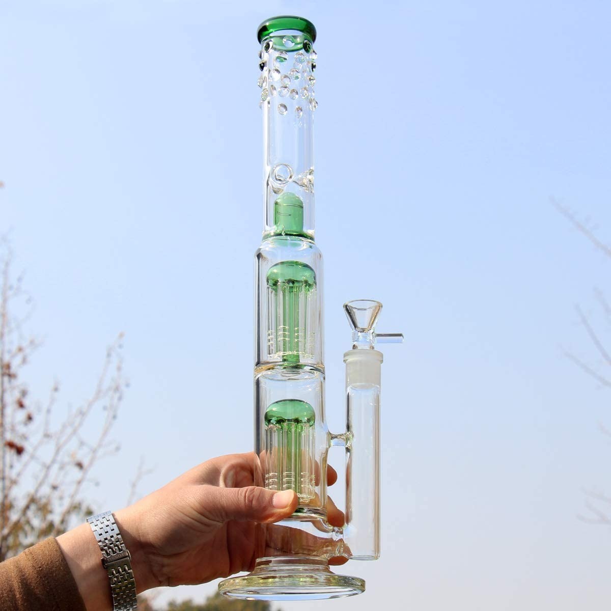 16.5 Glass Bong Glass Water Bongs Bowl Tornado Percolate Pipe Hookahs 18mm Bowl