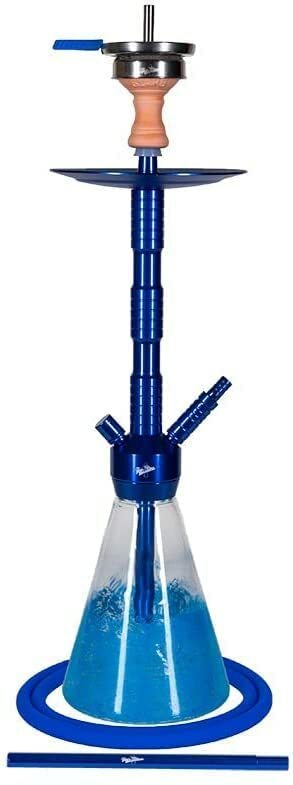 New Hookah Glass German Shisha 2 Hose Connection System Blue Made In Germany