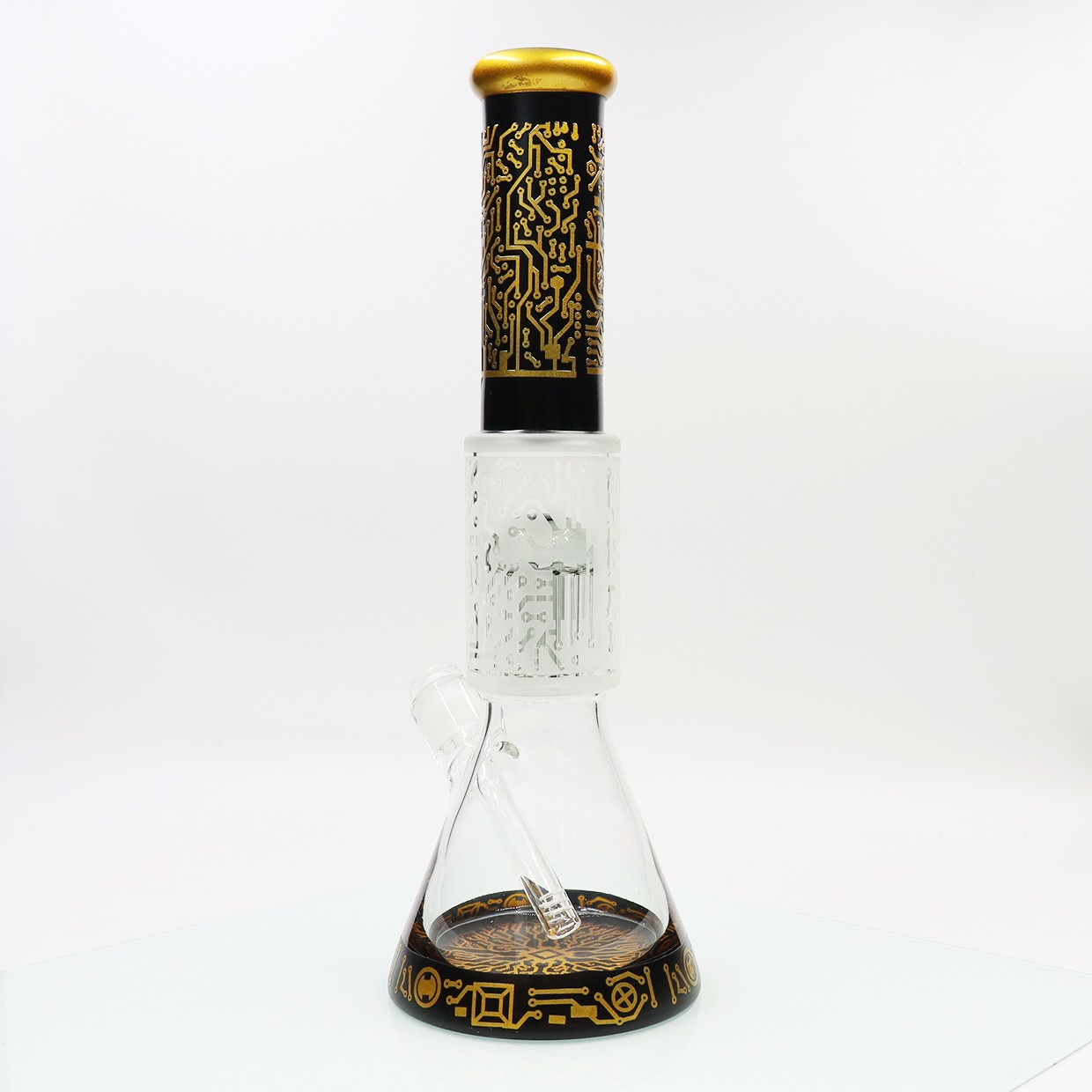 16 » Glass Smoking Waterpipe Tree Perc Beaker Bong + Downstem Sandblasted Hookah