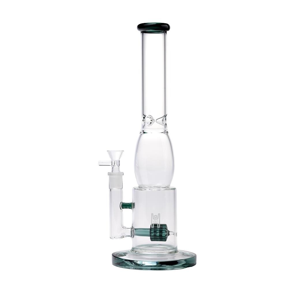 Human Grade 13.8&Prime; Lantern Water Pipe LAKE GREEN Shower Perc Borosilicate Glass