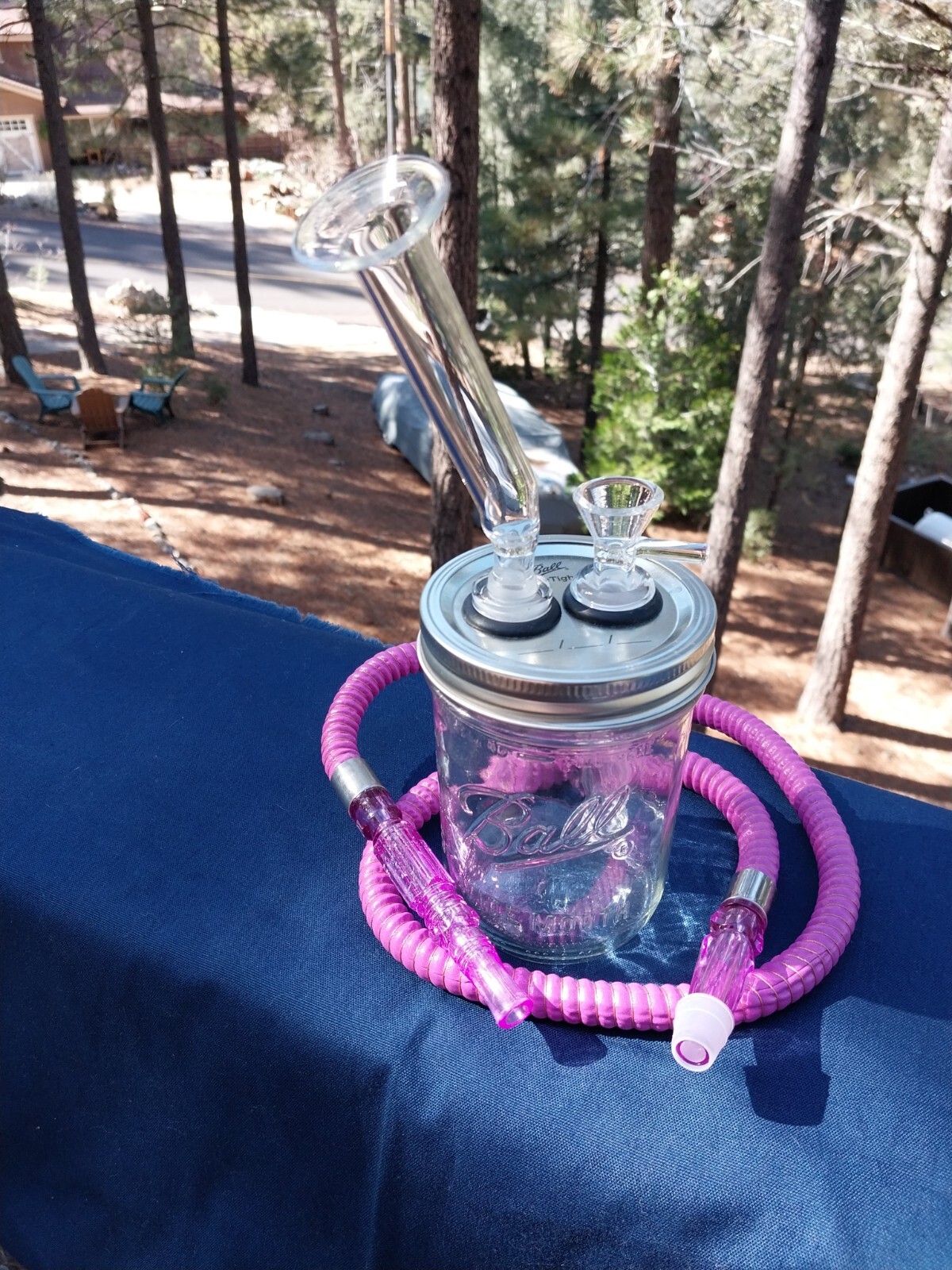 Mason Jar Convertible Bong! Use Purple Hose / Glass Mouthpiece 16 oz.