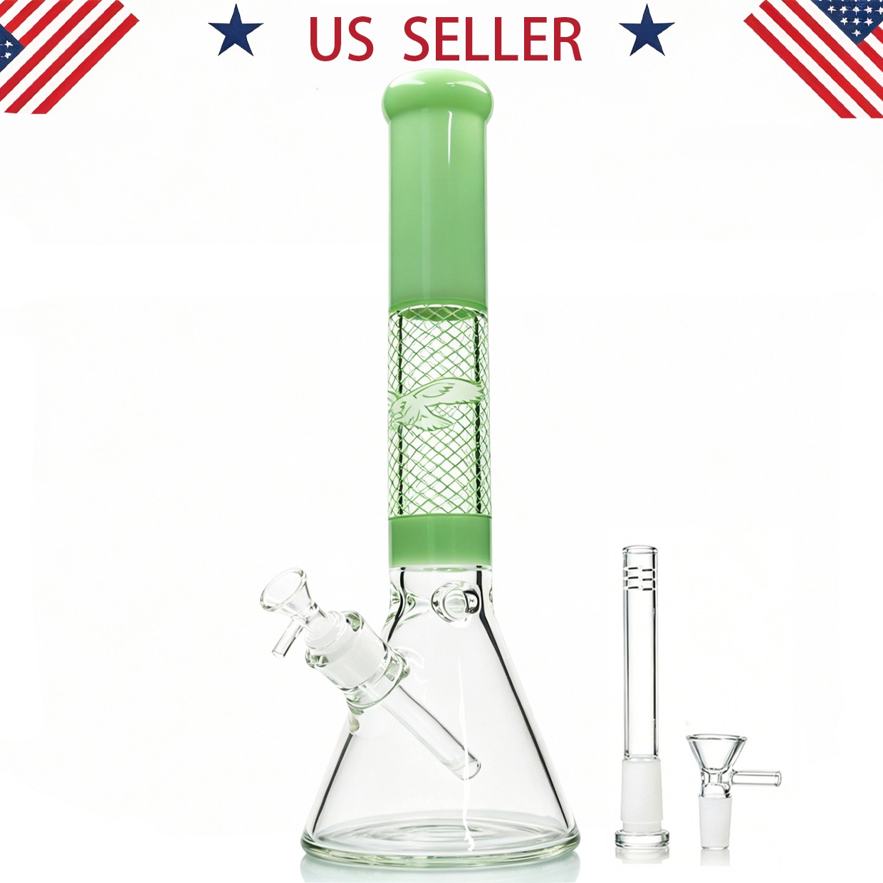 16 » (XL) -7mm Thick Glass Bong Water Pipes Smoking Beaker Bong Hookah 14mm bowl