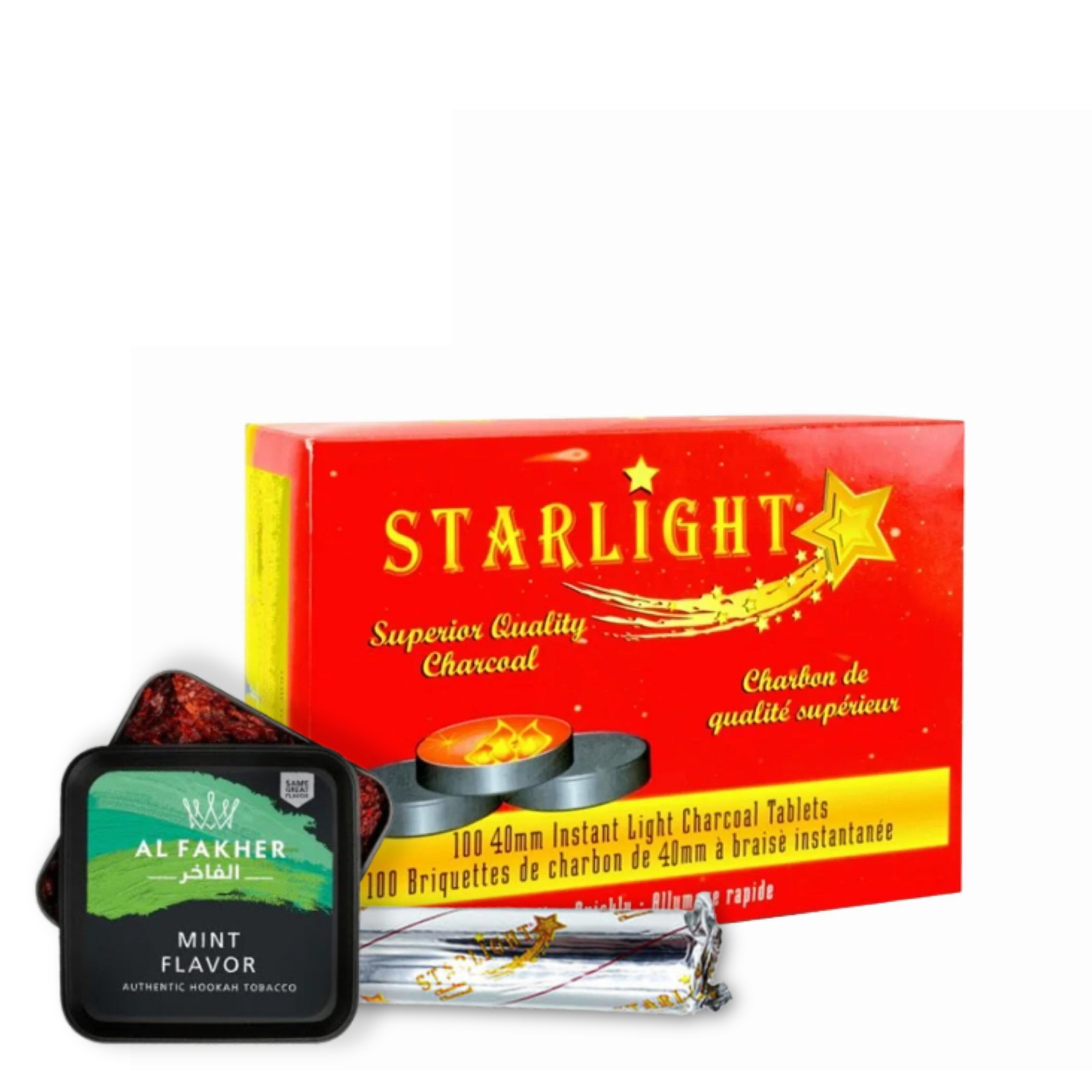 Starlight coal 1 roll 40 mm + mint hookah Shisha 1000 g