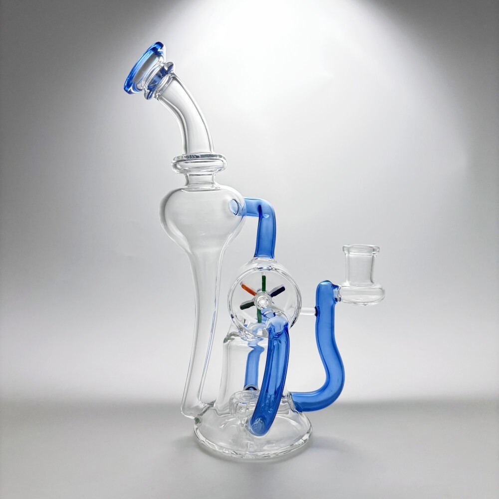 9inch Glass Recycler Bong Windmill Spin Water Pipe Tornado Percolator Bubbler