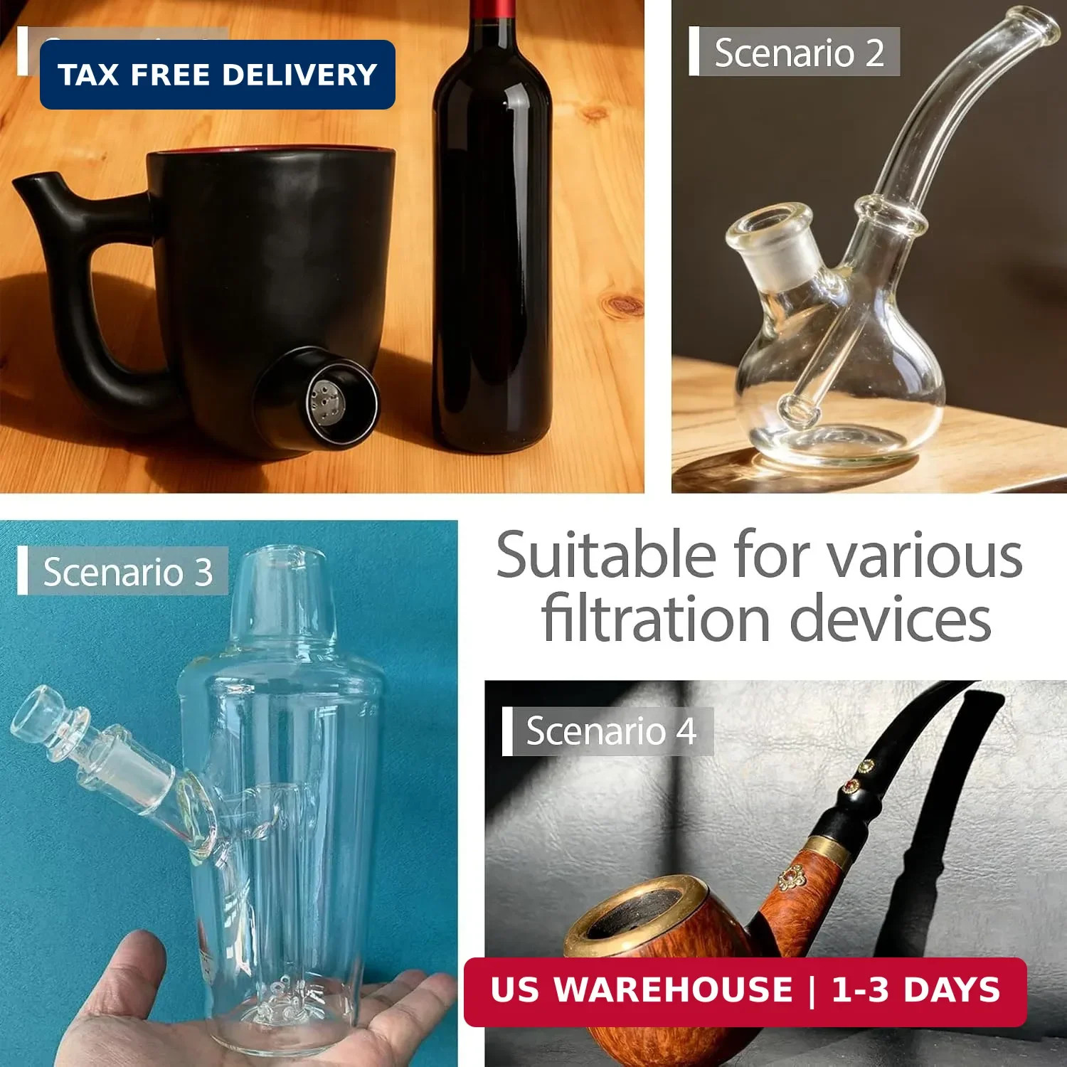 35 High Borosilicate Glass Screens 8 mm in Diameter and a 7-Hole Honeycomb Mesh
