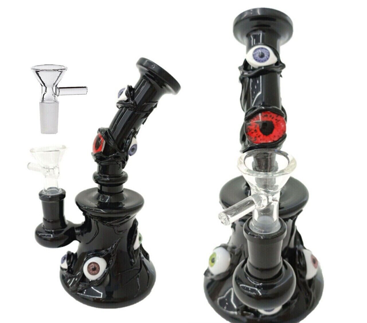 7&Prime; Hookah Glass Water Pipe Bong Black Monster Bubbler Tobacco Bowl