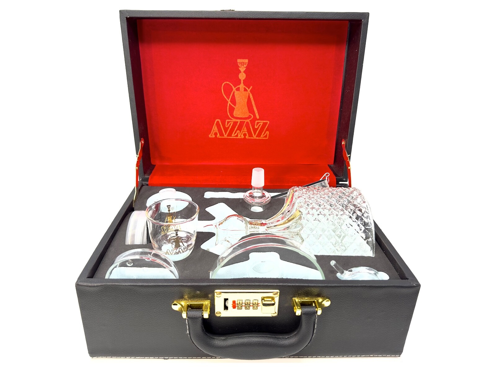 AZAZ Crystal Shisha Luxury Portable Glass Hookah Set with Everything