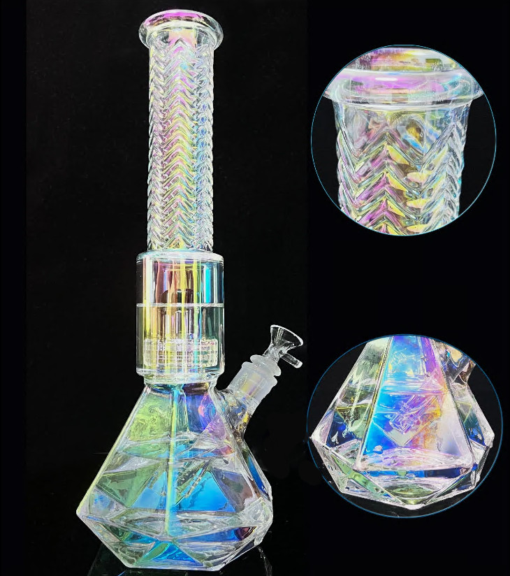 15&Prime; Heavy Glass Bong Beaker Colorful Smoking Water Pipe Thick Hookah 14mm Bowl