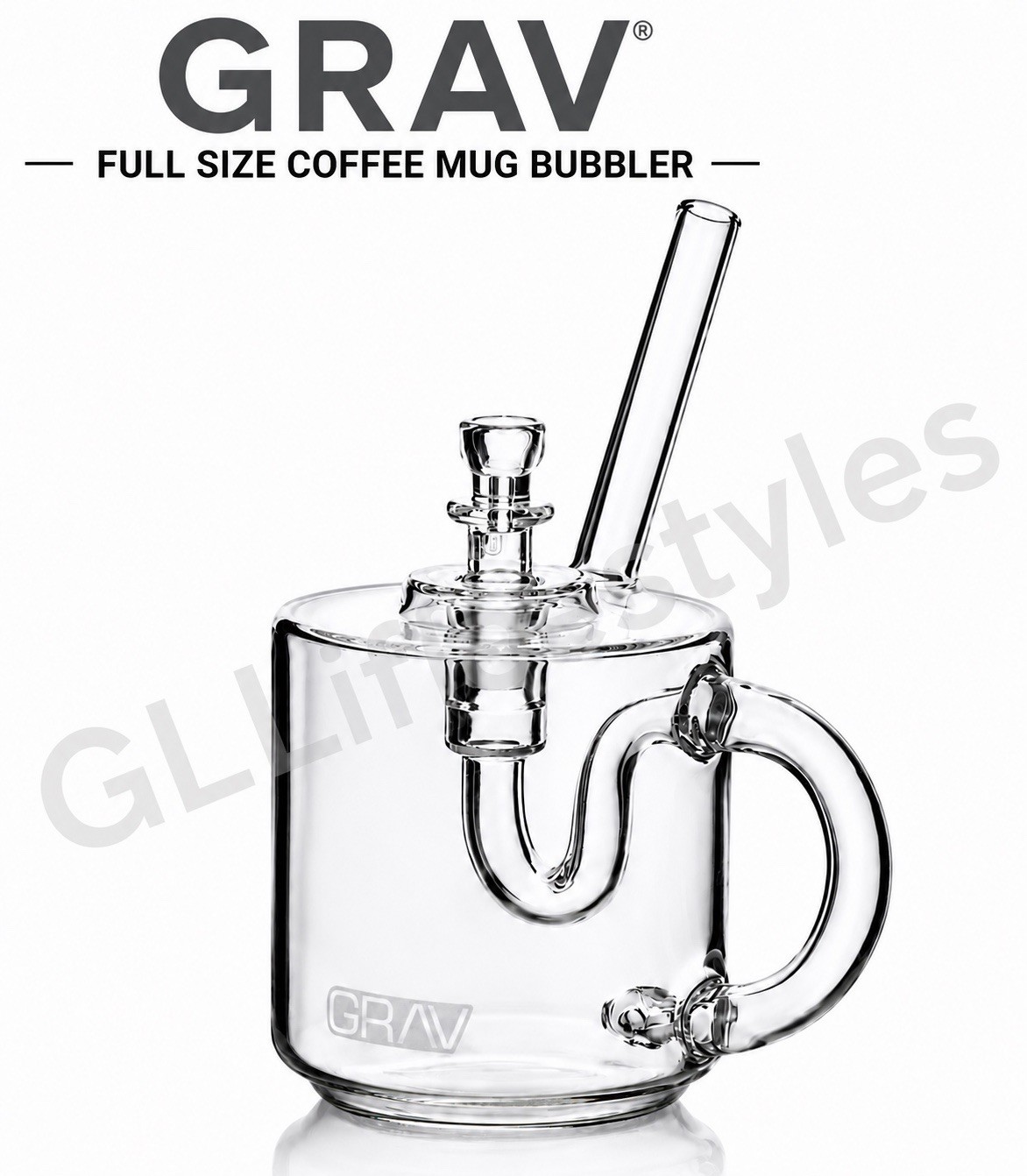 Grav® Coffee Cup Mug BUBBLER, Water Pipe,Borosilicate Glass, Authorized Dealer,C