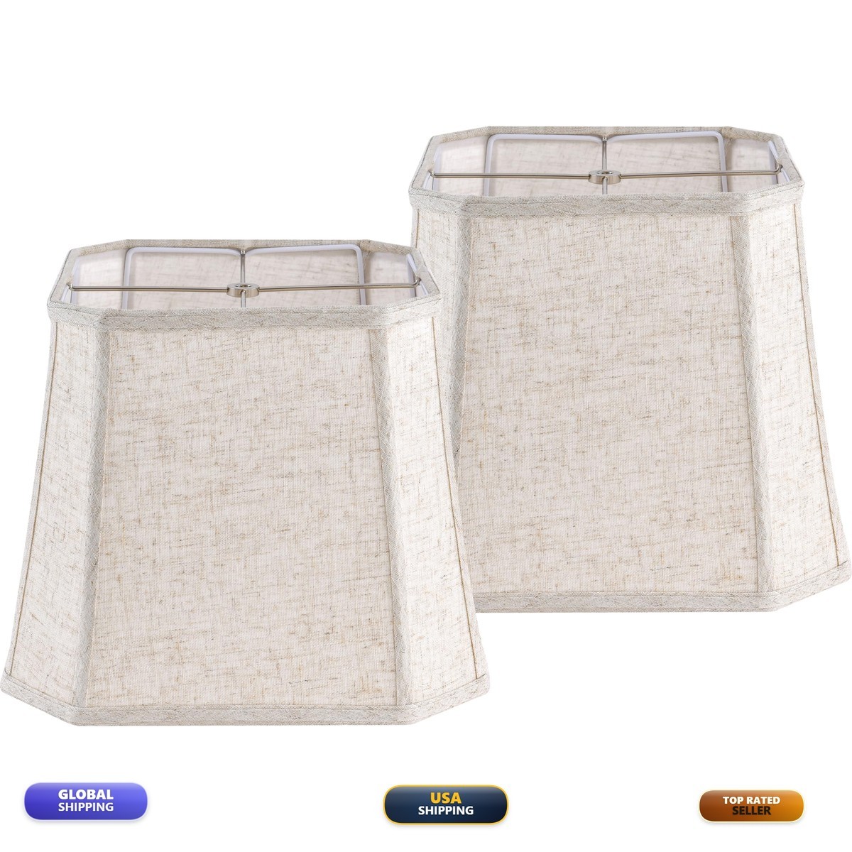 GO&SO Square Lamp Shades Set 2 Medium,Beige Linen Shade,10&Prime;×13&Prime;D×10.5&Prime;H