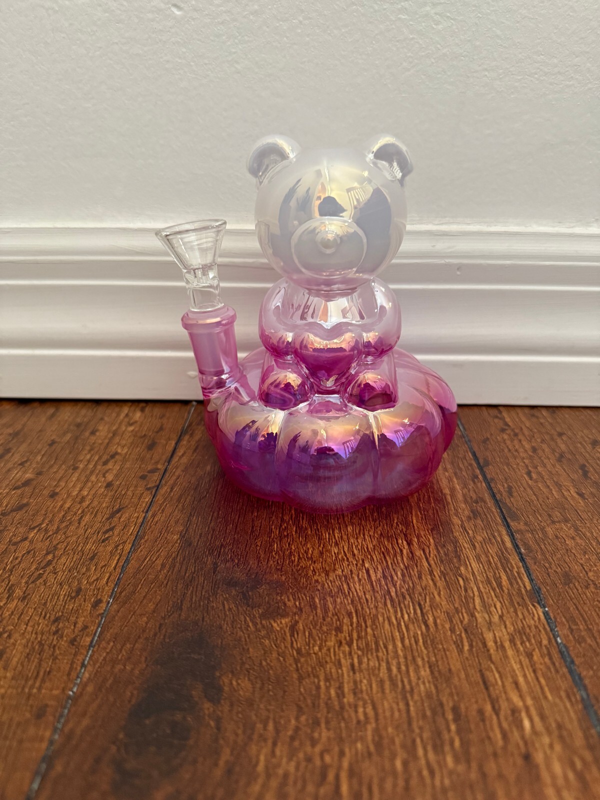 5&Prime; Premium Glass Water Pipe Art Bear Cushion Purple Mini Bubbler 14mm